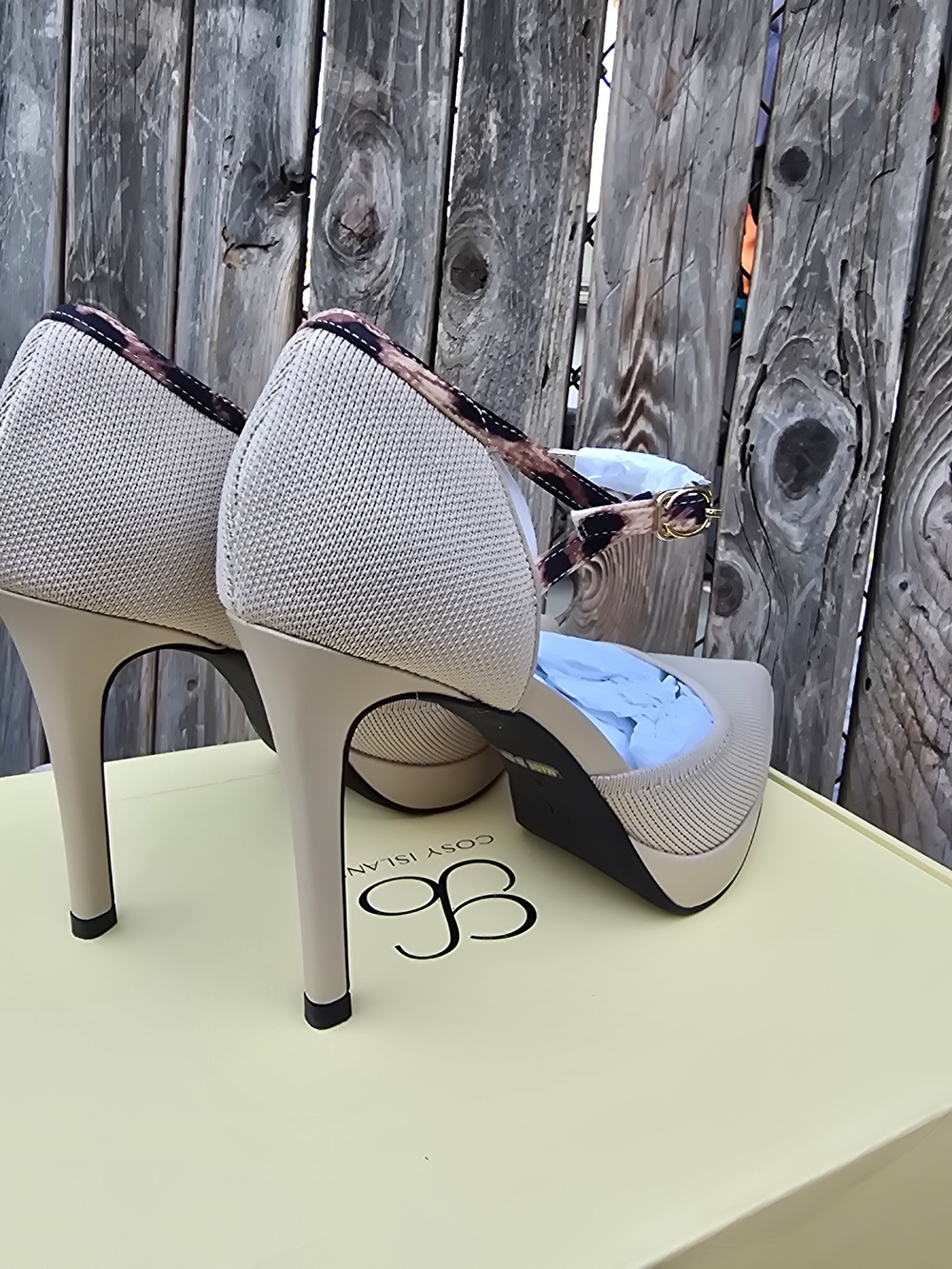 Cosy Island Women's Beige Pointed Toe D'Orsay Heels with Ankle Strap Size 8.5 - Picture 16 of 16